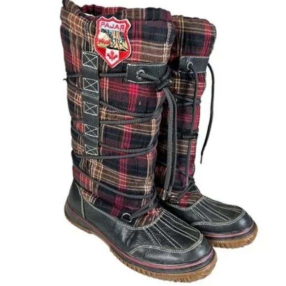 Pajar Plaid Winter Boots with Sherpa lining Sz 9-9.5 - Picture 1 of 10